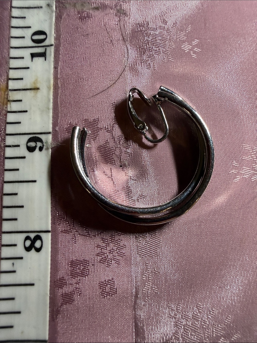 Classic Silver Hoop Earrings - Polished Double-Ring Design - Picture 2 of 2